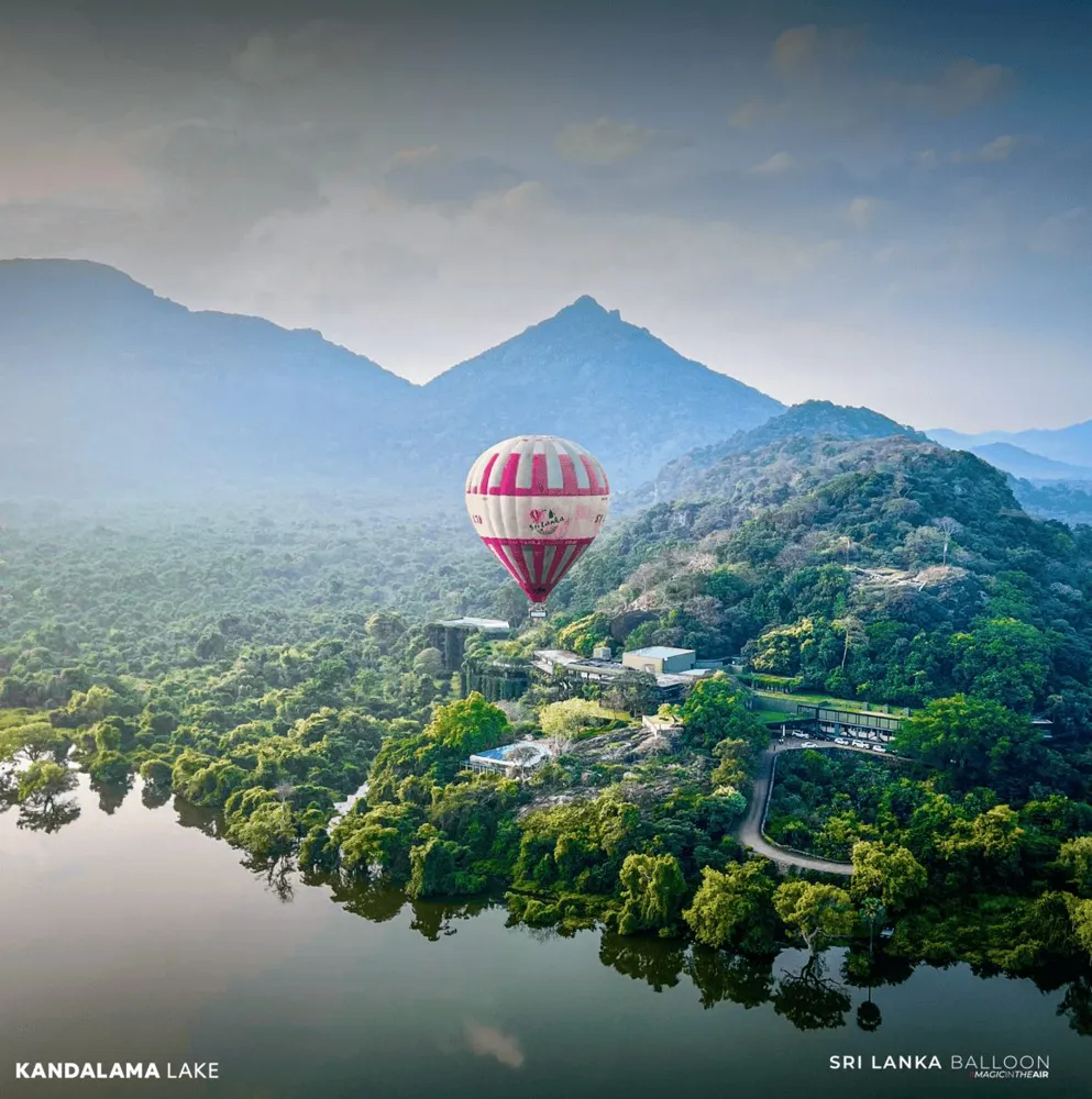 Hot air balloon flight over Kandalama Lake in Sri Lanka